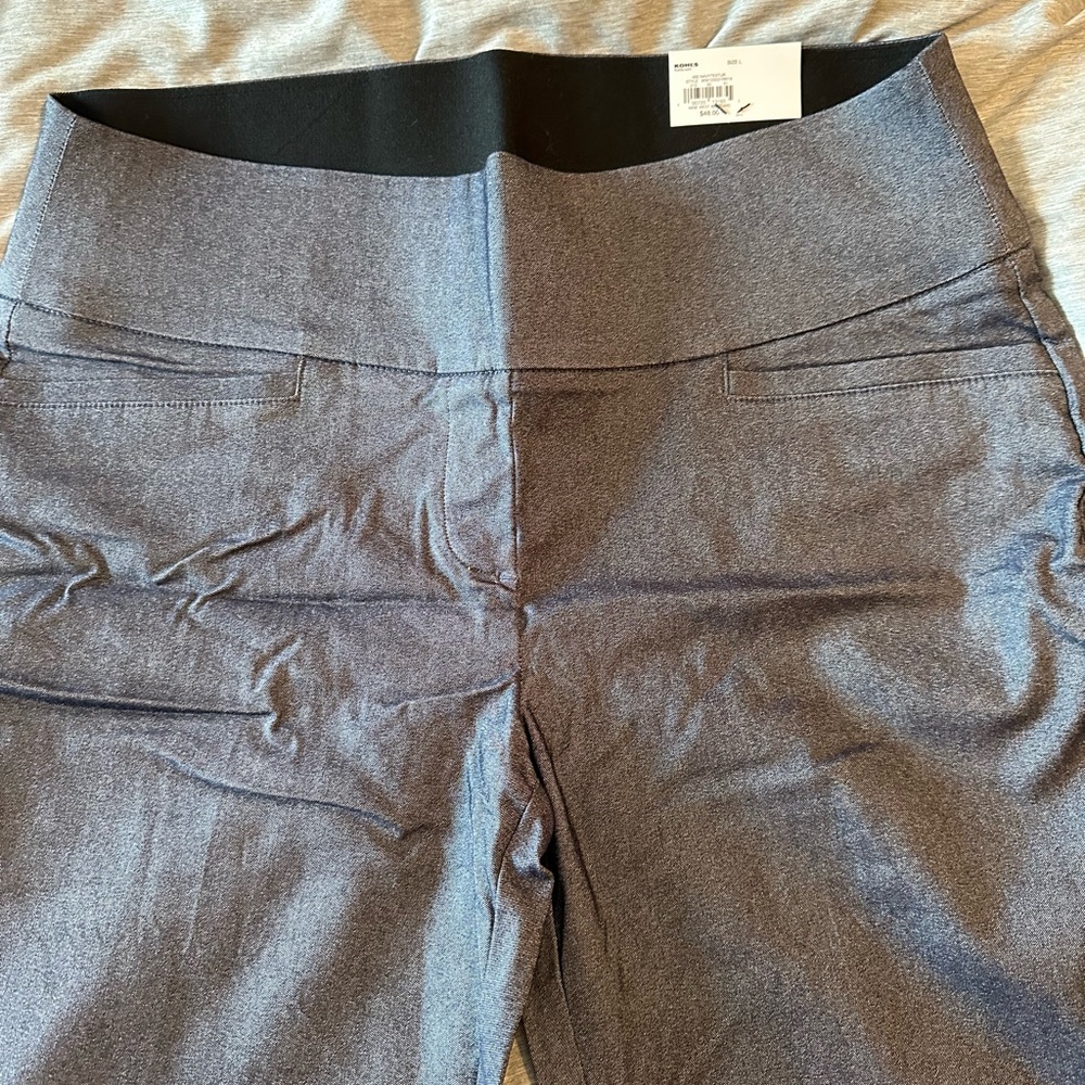 Nine West Mid Rise Pull On Bootcut Pants in Navy Texture